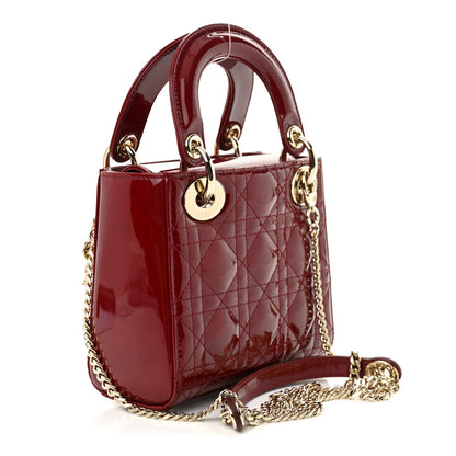 Christian Dior Patent Cannage Mini Lady Dior Red 3 of 11