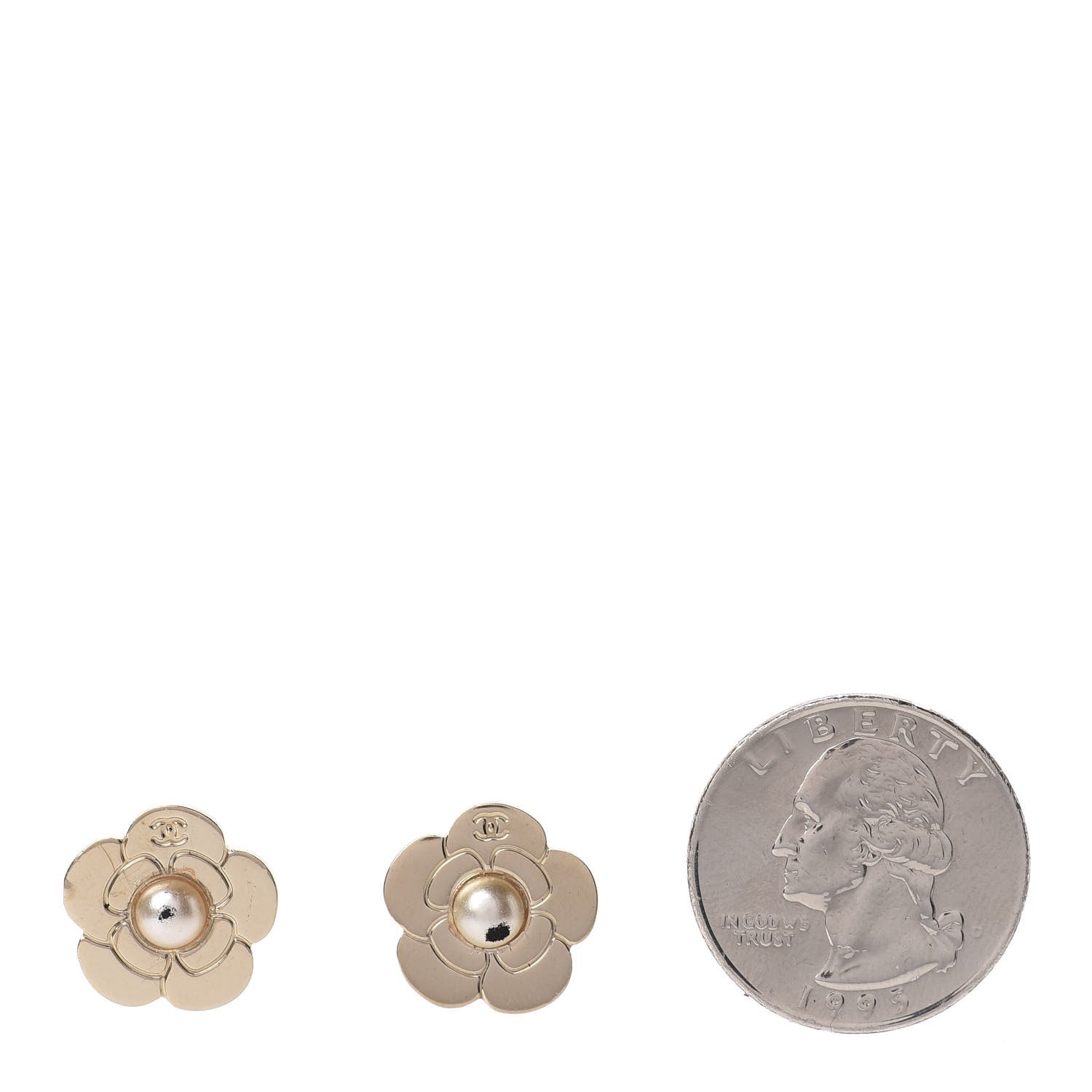 Chanel Pearl CC Camellia Earrings Gold 2 of 5