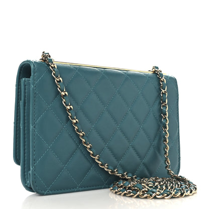 Chanel Lambskin Quilted Trendy CC Wallet On Chain WOC Green 3 of 11