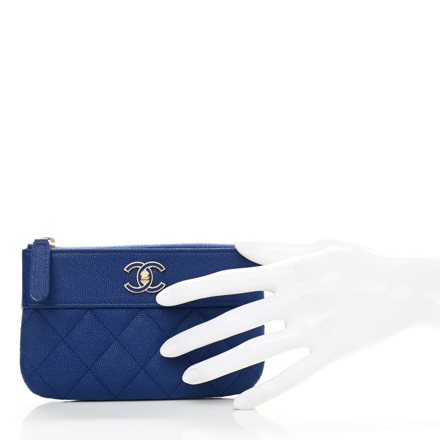 Chanel Caviar Quilted Small Vintage Mademoiselle Cosmetic Case Dark Blue 2 of 7