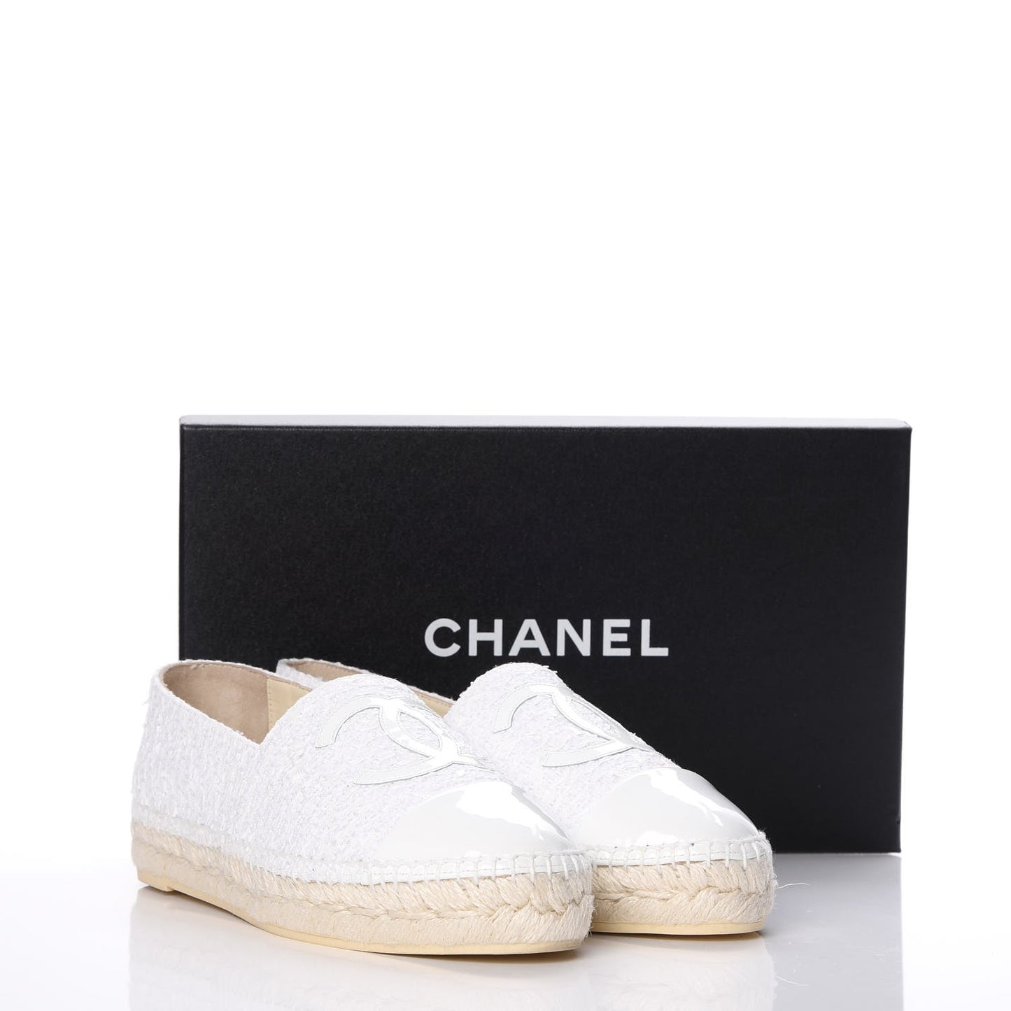 Tweed Patent CC Espadrilles 38 White