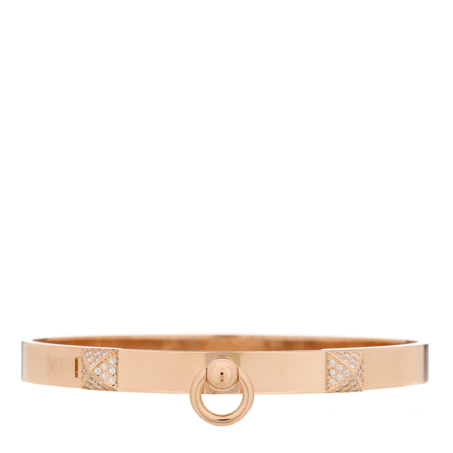 Hermes 18K Rose Gold Diamond PM Collier De Chien Bracelet SH 1 of 4