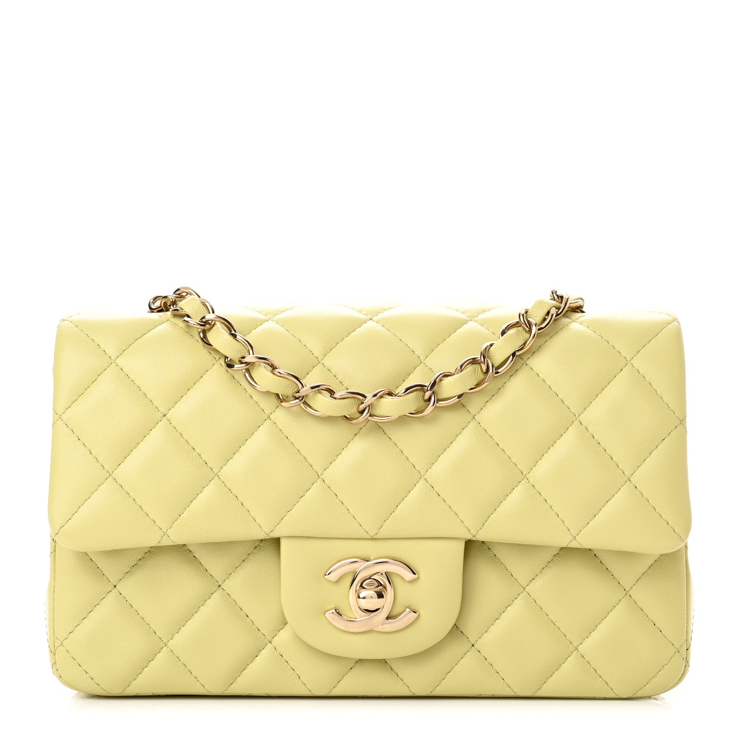Chanel Lambskin Quilted Mini Rectangular Flap Light Green 1 of 12