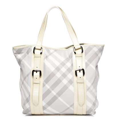 Burberry Nylon Beat Check Medium Victoria Tote White 1 of 8
