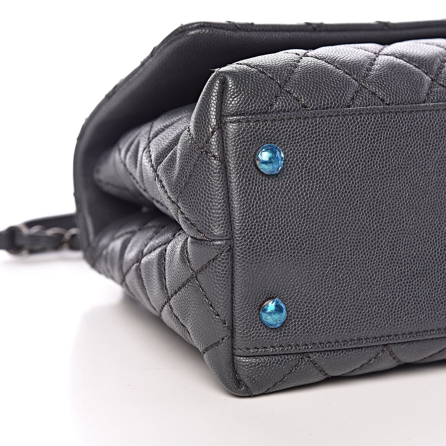 Caviar Lizard Quilted Small Coco Handle Flap Dark Grey