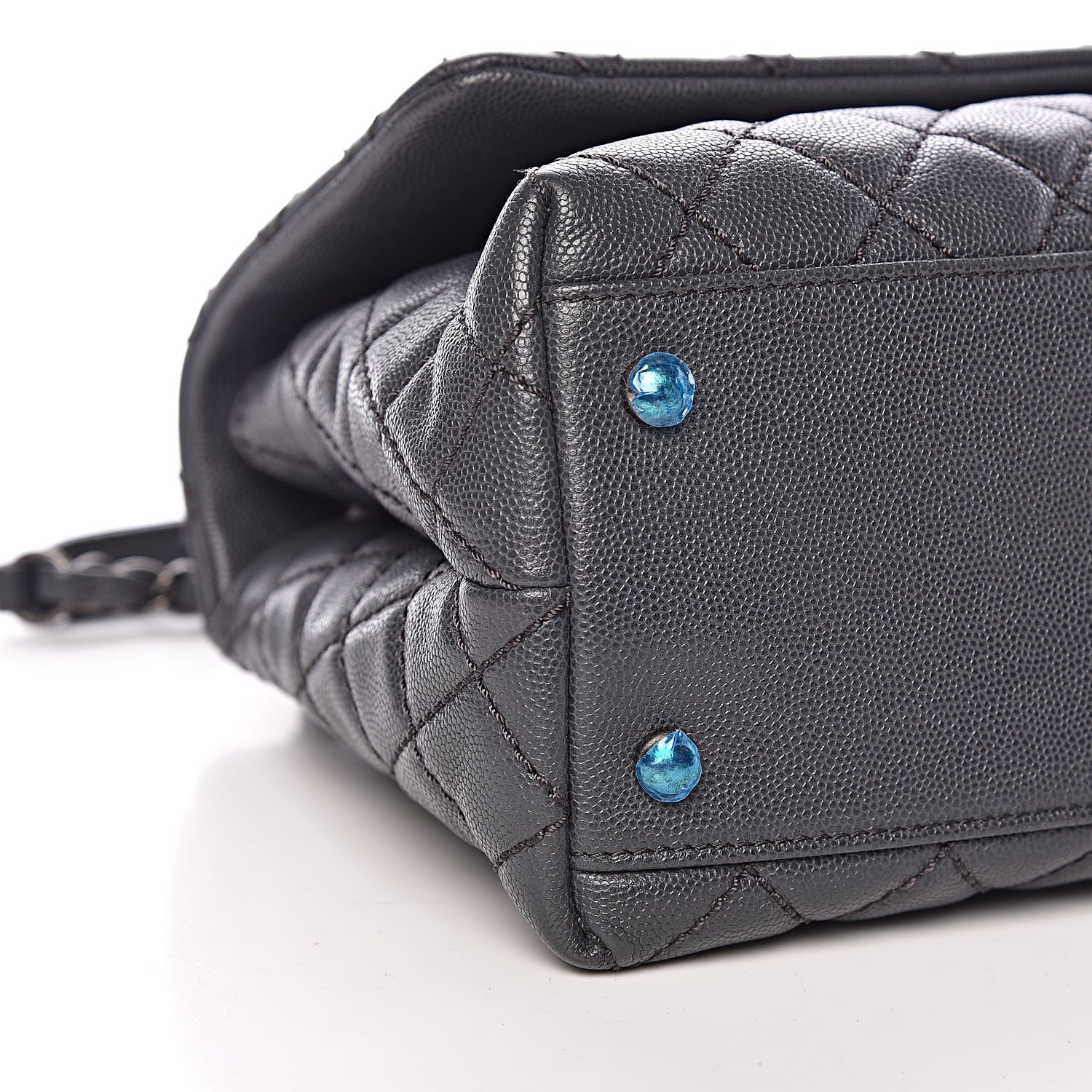 Chanel Caviar Lizard Quilted Small Coco Handle Flap Dark Grey 9 of 11