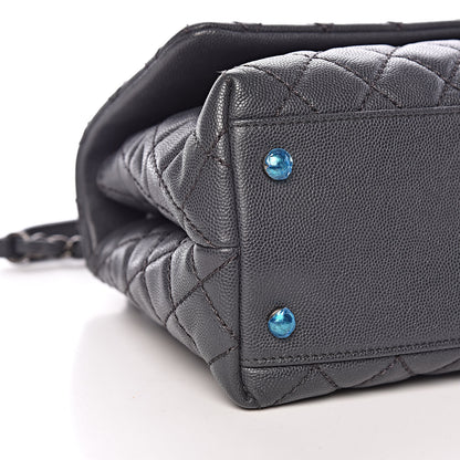 Chanel Caviar Lizard Quilted Small Coco Handle Flap Dark Grey 9 of 11