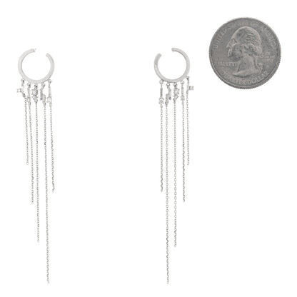 Suzanne Kalan 18K White Gold Diamond Fireworks Fringe Drop Earrings 2 of 4