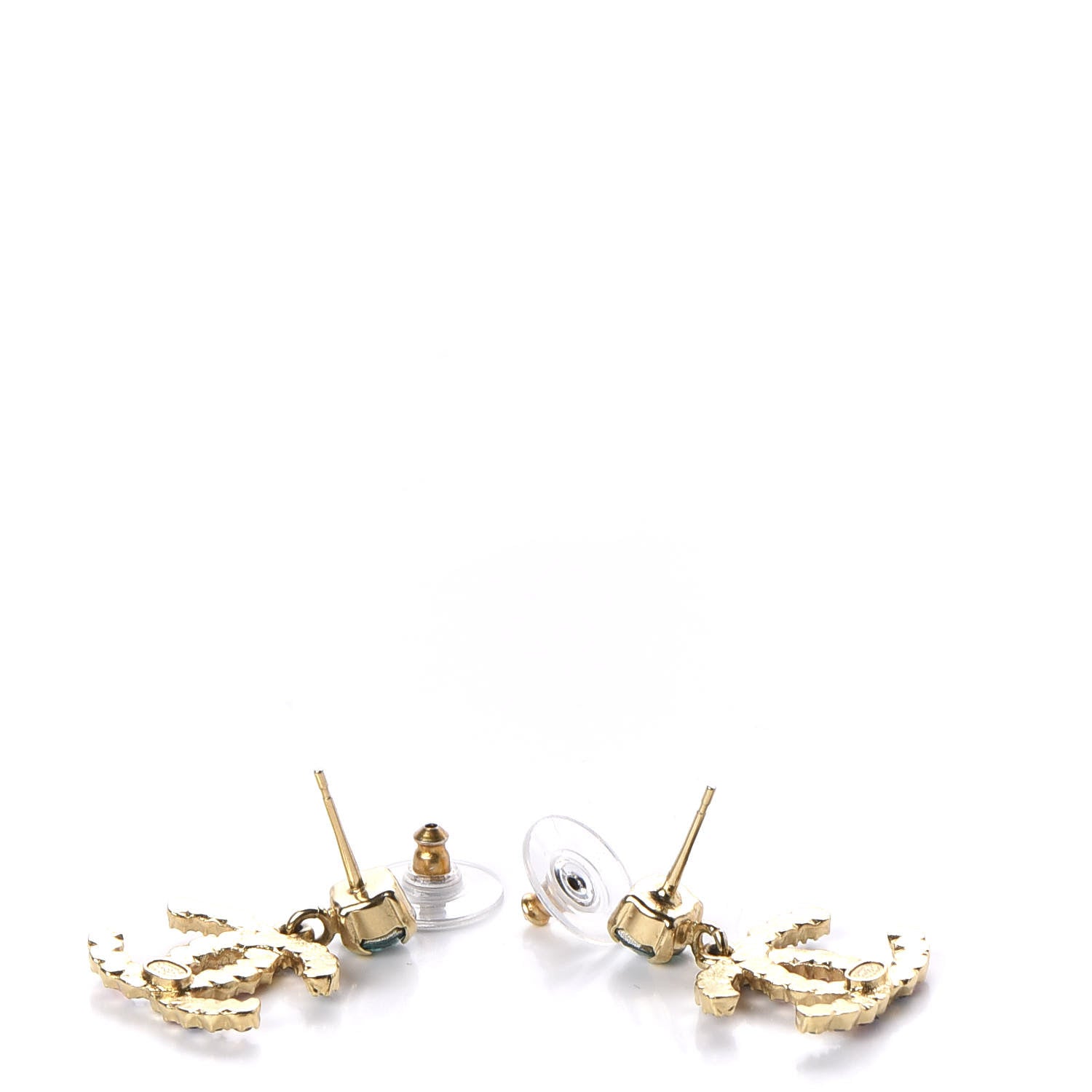 Chanel Crystal Over The Rainbow CC Drop Earrings Gold Multicolor 4 of 5