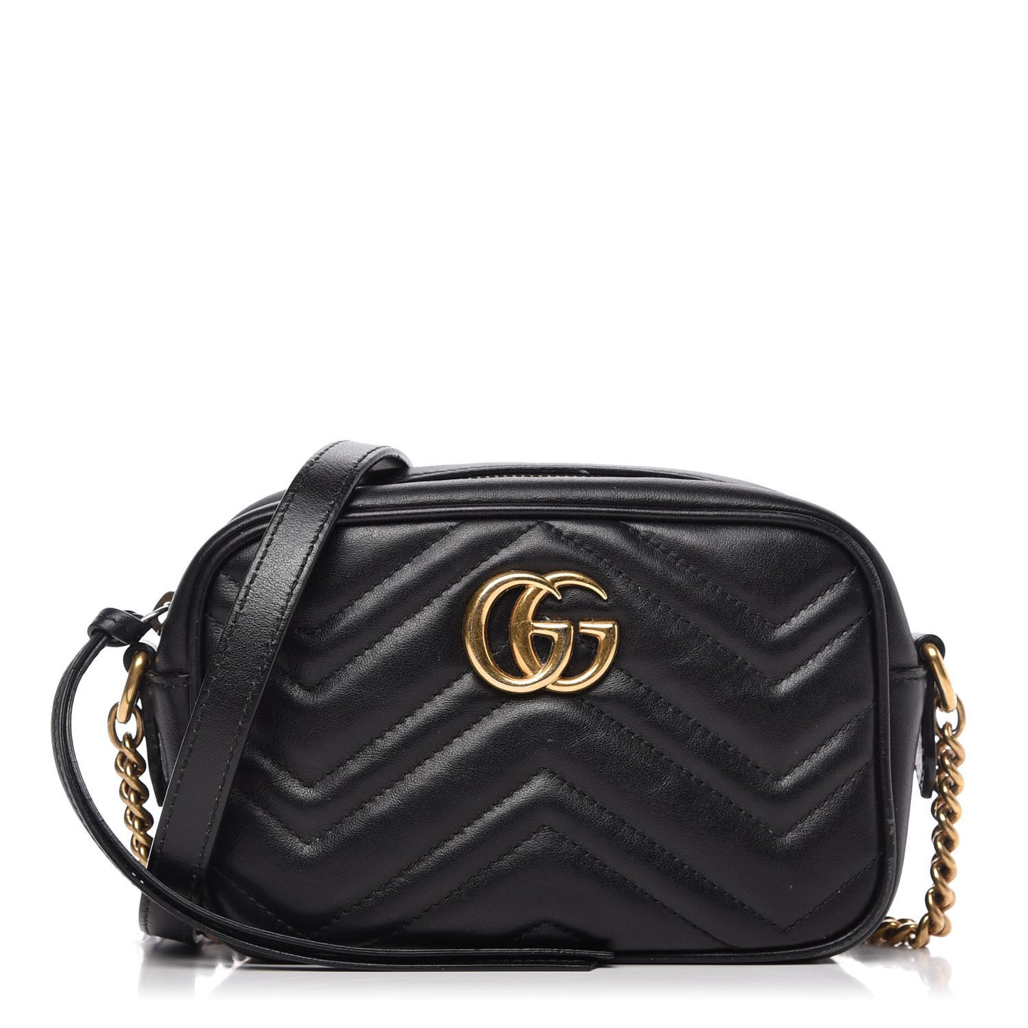 Calfskin Matelasse Mini GG Marmont Chain Shoulder Bag Black