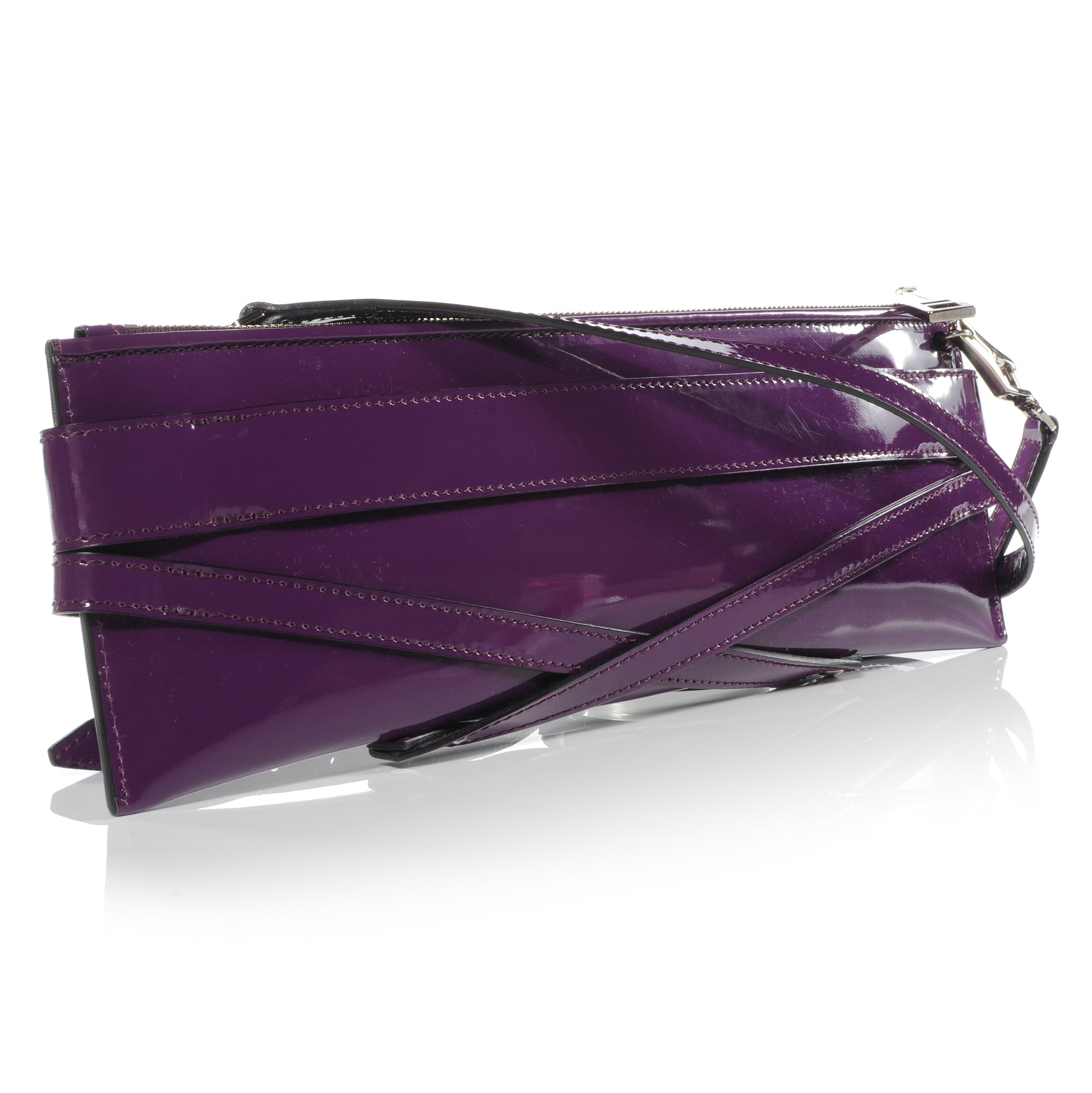 Burberry Patent Bridle Calfskin Clutch Bag Purple 3 of 9