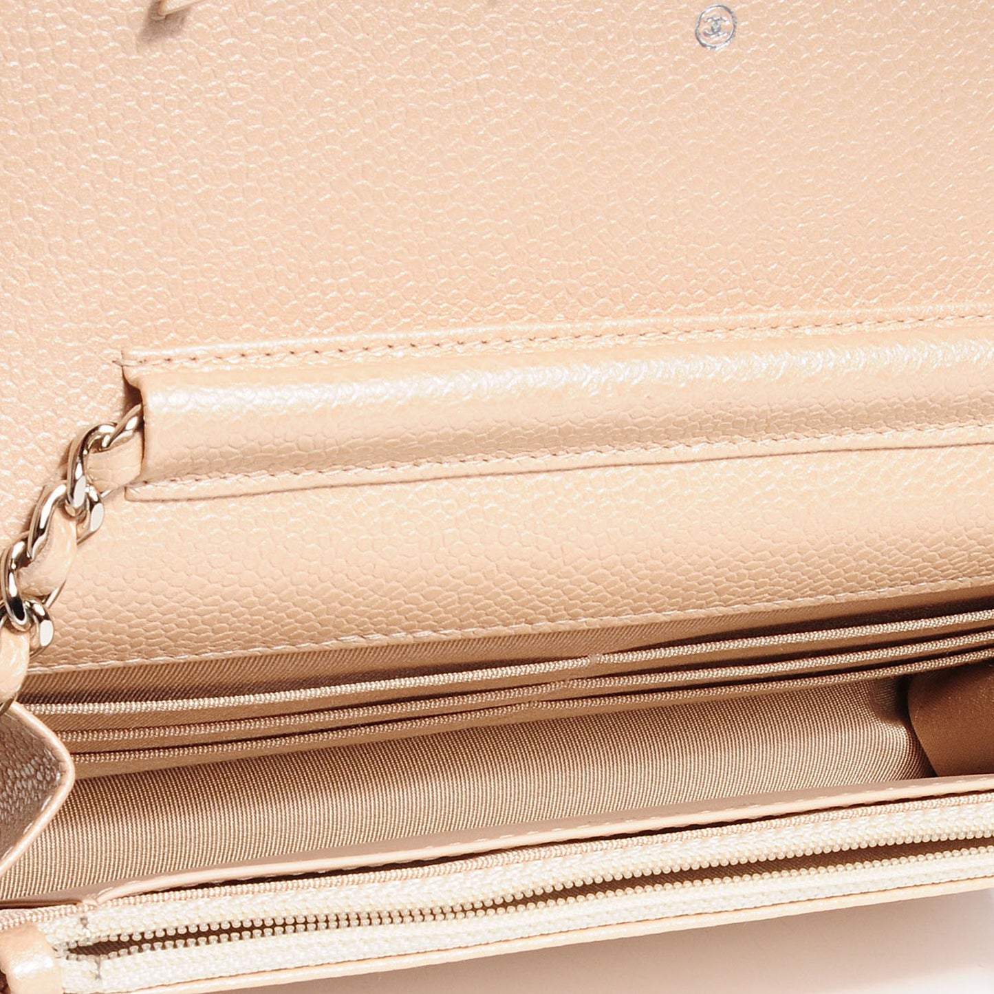 Caviar Quilted Wallet On Chain WOC Beige