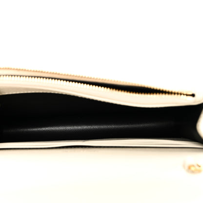 Saint Laurent Grain De Poudre Matelasse Chevron Monogram Envelope Chain Wallet Crema Soft 5 of 10