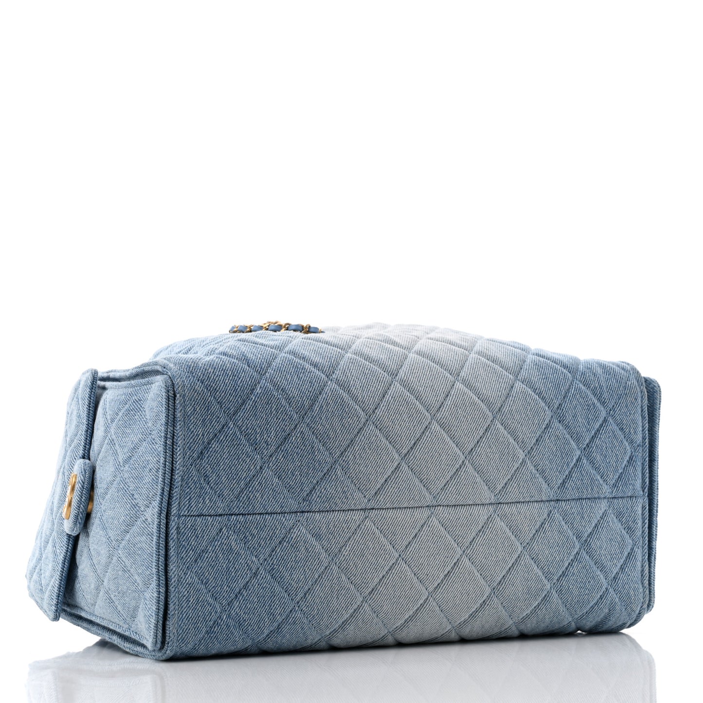 Washed Denim Quilted Medium Chanel 25 Handbag Blue