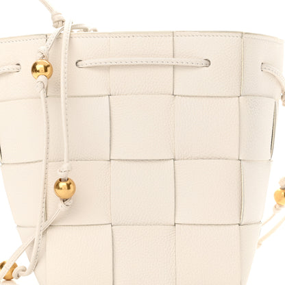 Bottega Veneta Lambskin Maxi Intrecciato Small Cassette Crossbody Bucket Bag White 7 of 9