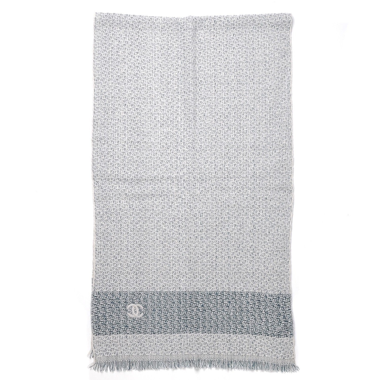 Chanel Cashmere CC Scarf White Blue 1 of 4