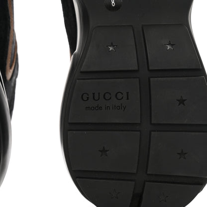Gucci Monogram Textured Dollar Calfskin Mens Rhyton Sneakers 8 Black Khaki Beige 6 of 10