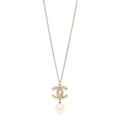 Chanel Pearl CC Pendant Necklace Gold 1 of 6