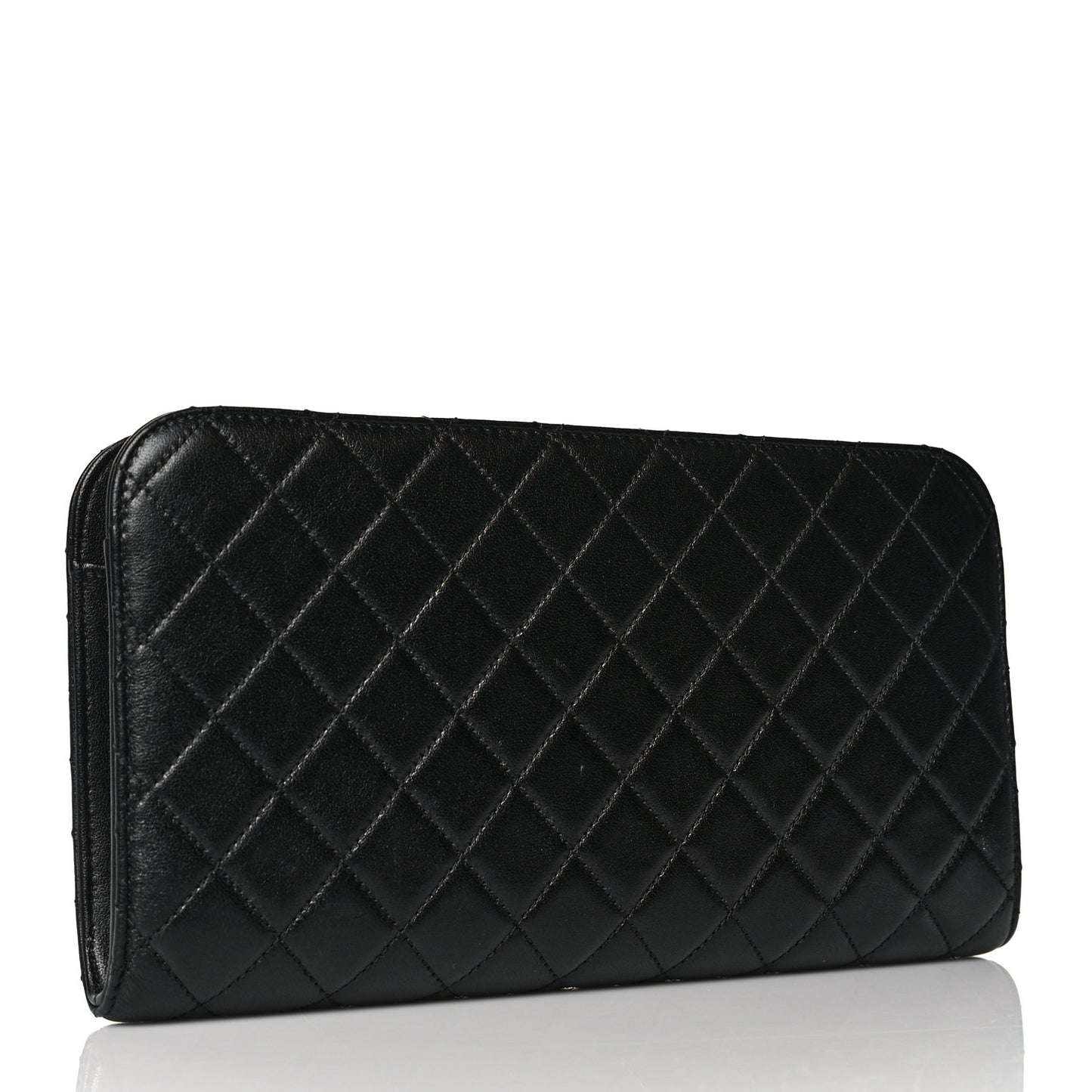 Lambskin Quilted Coco Midnight Clutch Black