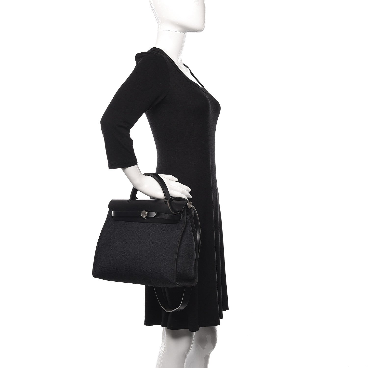 Hermes Military Toile Vache Hunter Herbag Zip PM 31 Black 2 of 14