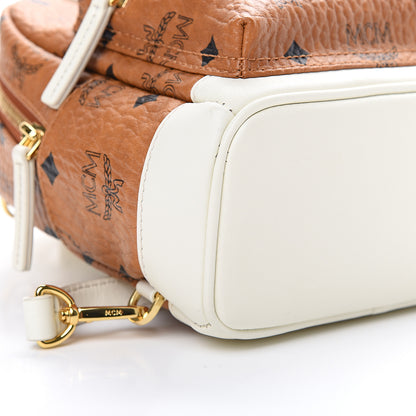 MCM Visetos X-Mini Stark Backpack Cognac White 8 of 9