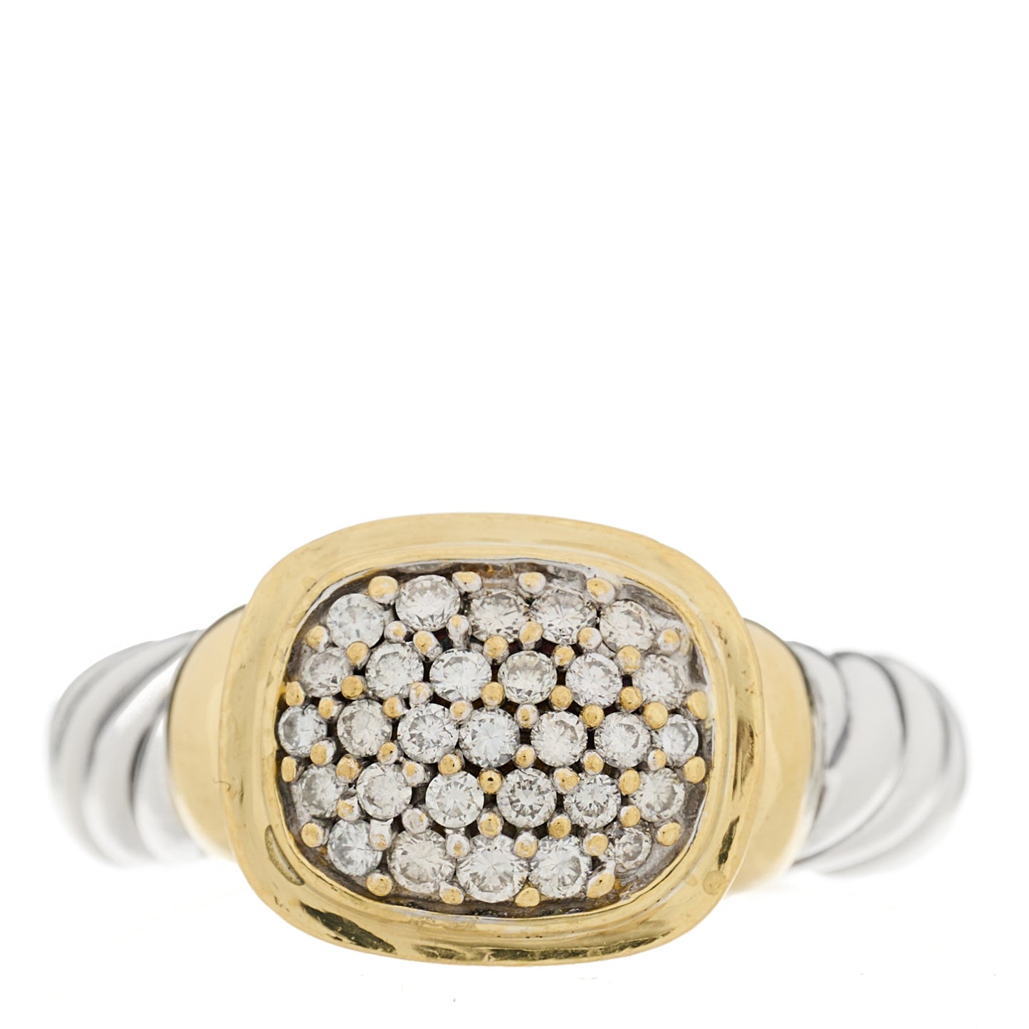 Sterling Silver 14K Yellow Gold Diamond 10mm Noblesse Ring 51 5.75