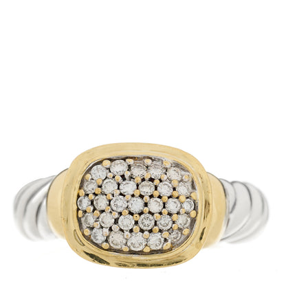 David Yurman Sterling Silver 14K Yellow Gold Diamond 10mm Noblesse Ring 51 5.75 1 of 6