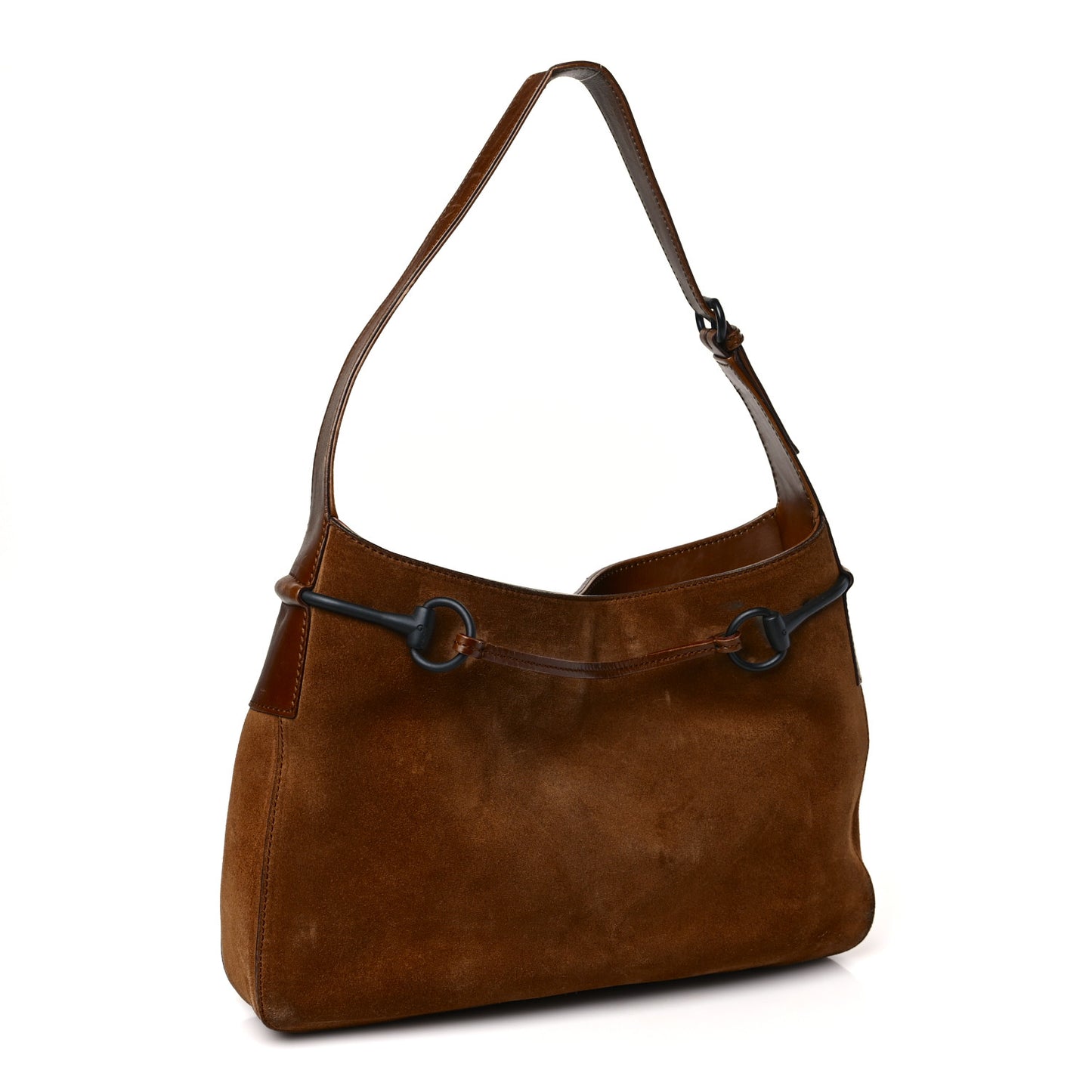 Suede Horsebit Drawstring Hobo Brown
