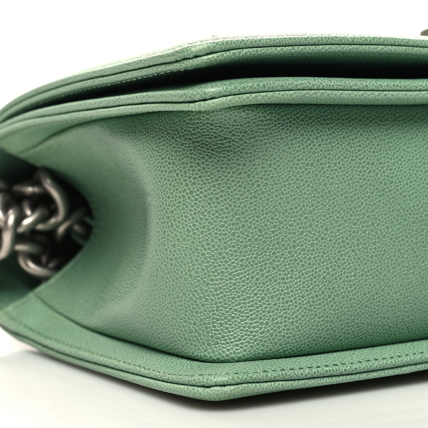 Caviar Quilted Medium Boy Flap Light Green