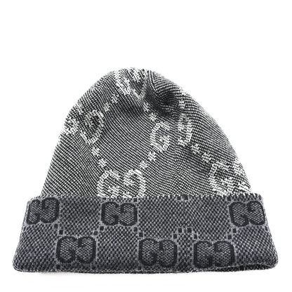 Gucci Wool Monogram Doubly G Beanie Hat L  Black Dark Grey 3 of 6
