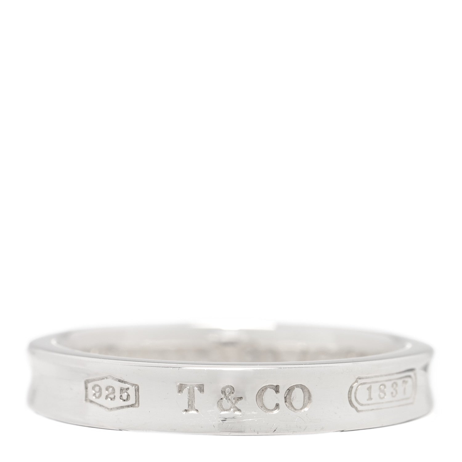 Tiffany Sterling Silver Narrow 1837 Band Ring 59 8.75 1 of 4