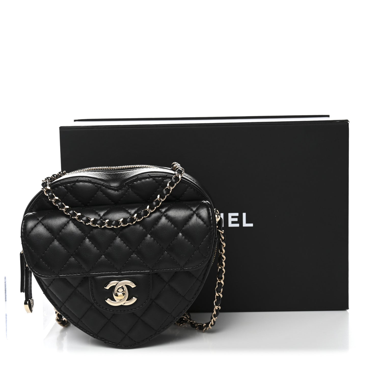 Lambskin Quilted CC In Love Heart Bag Black