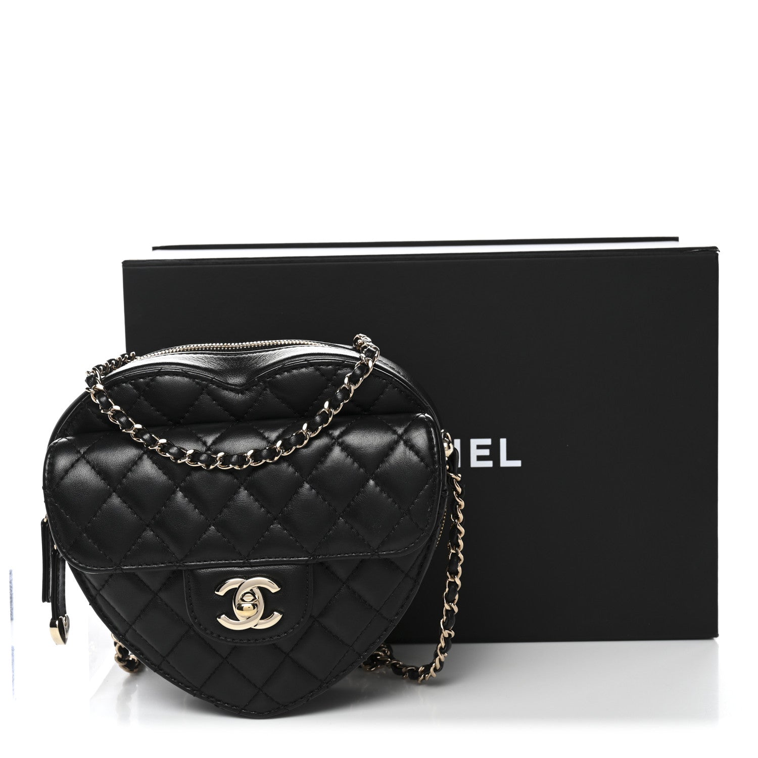 Chanel Lambskin Quilted CC In Love Heart Bag Black 11 of 11