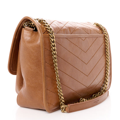 Saint Laurent Crinkled Calfskin Matelasse Monogram Medium Niki Chain Satchel Caramel 3 of 11