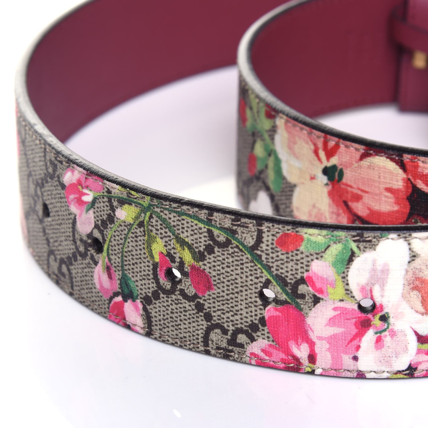 Gucci GG Plus Monogram Blooms Plaque Belt 85 34 Beige Multicolor Dry Rose 7 of 7