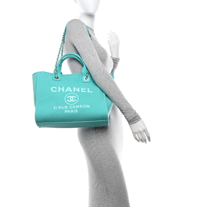 Chanel Mixed Fibers Small Deauville Tote Turquoise 3 of 10