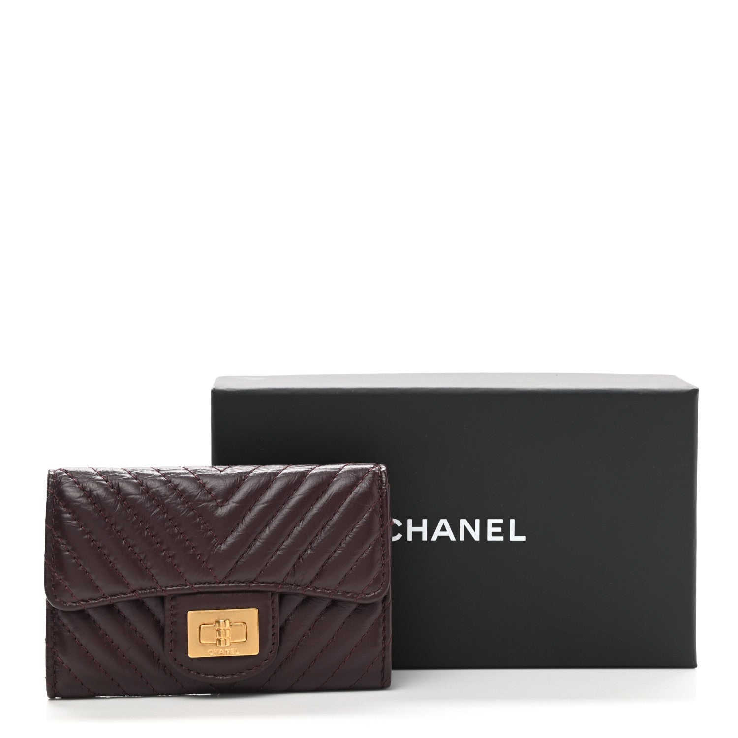 Chanel Aged Calfskin Chevron Quilted Small Reissue Flap Wallet Burgundy 9 of 9