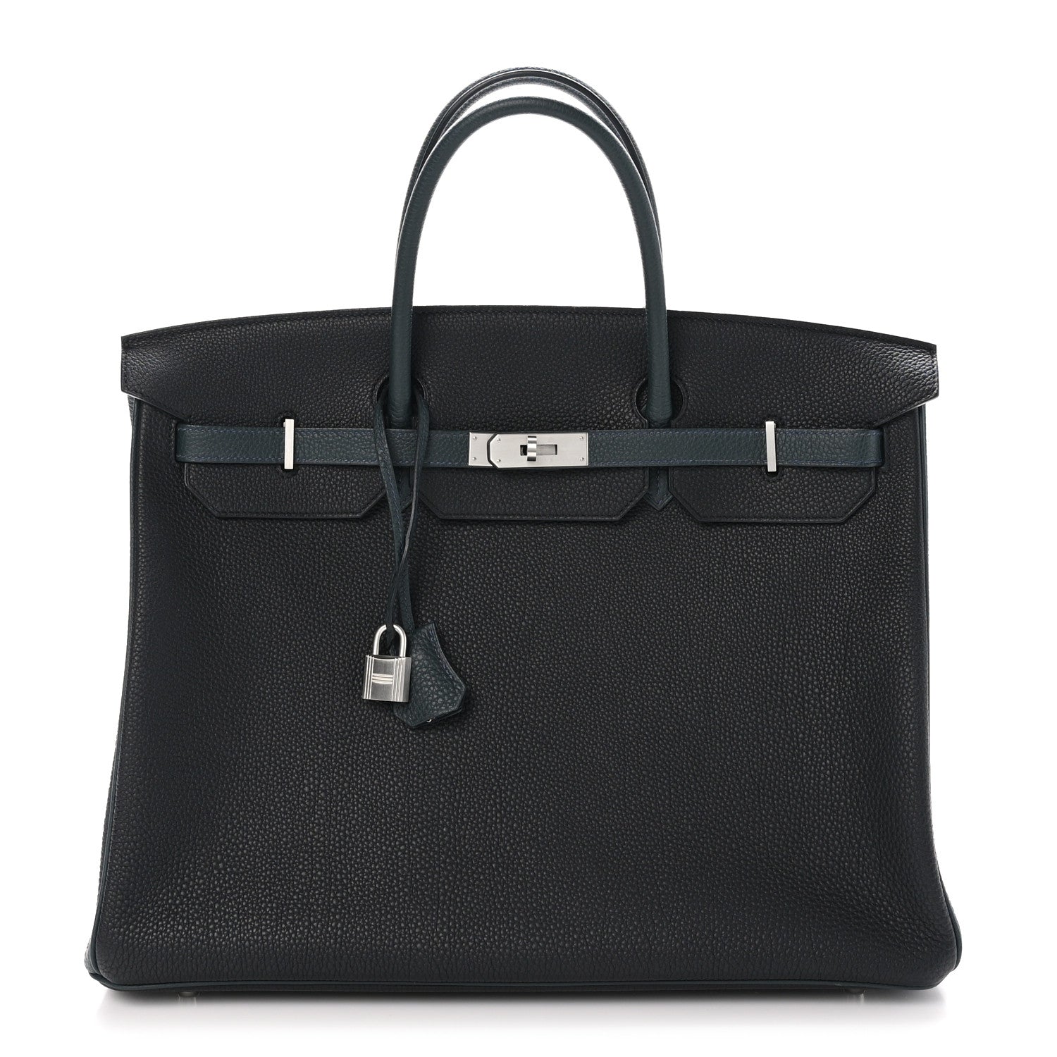 Hermes Togo Horseshoe Birkin 40 Black Vert Rousseau 1 of 12
