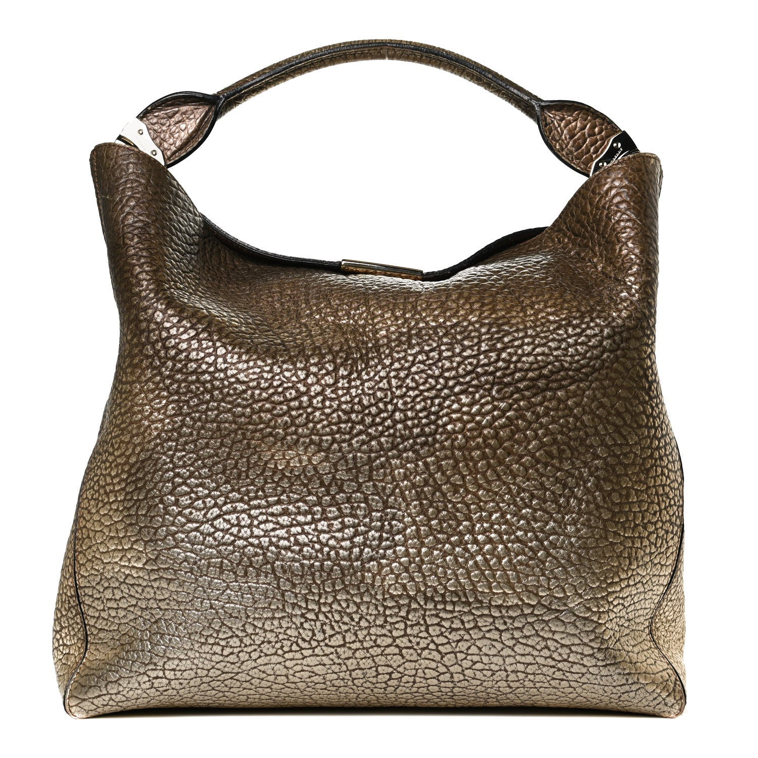 Burberry Metallic Signature Grain Medium Lindburn Hobo Gold 1 of 13