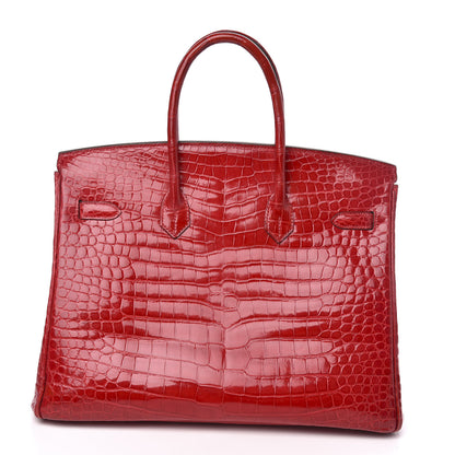 Hermes Shiny Porosus Crocodile Birkin 35 Braise 5 of 31