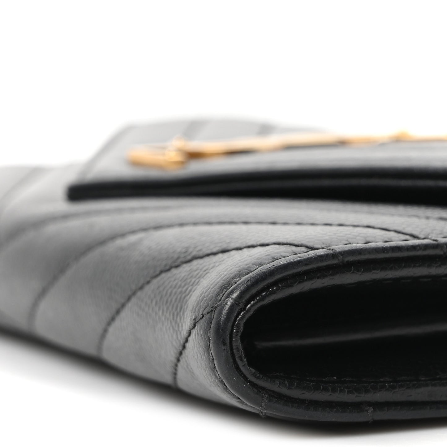 Grain De Poudre Matelasse Chevron Monogram Flap Wallet Black