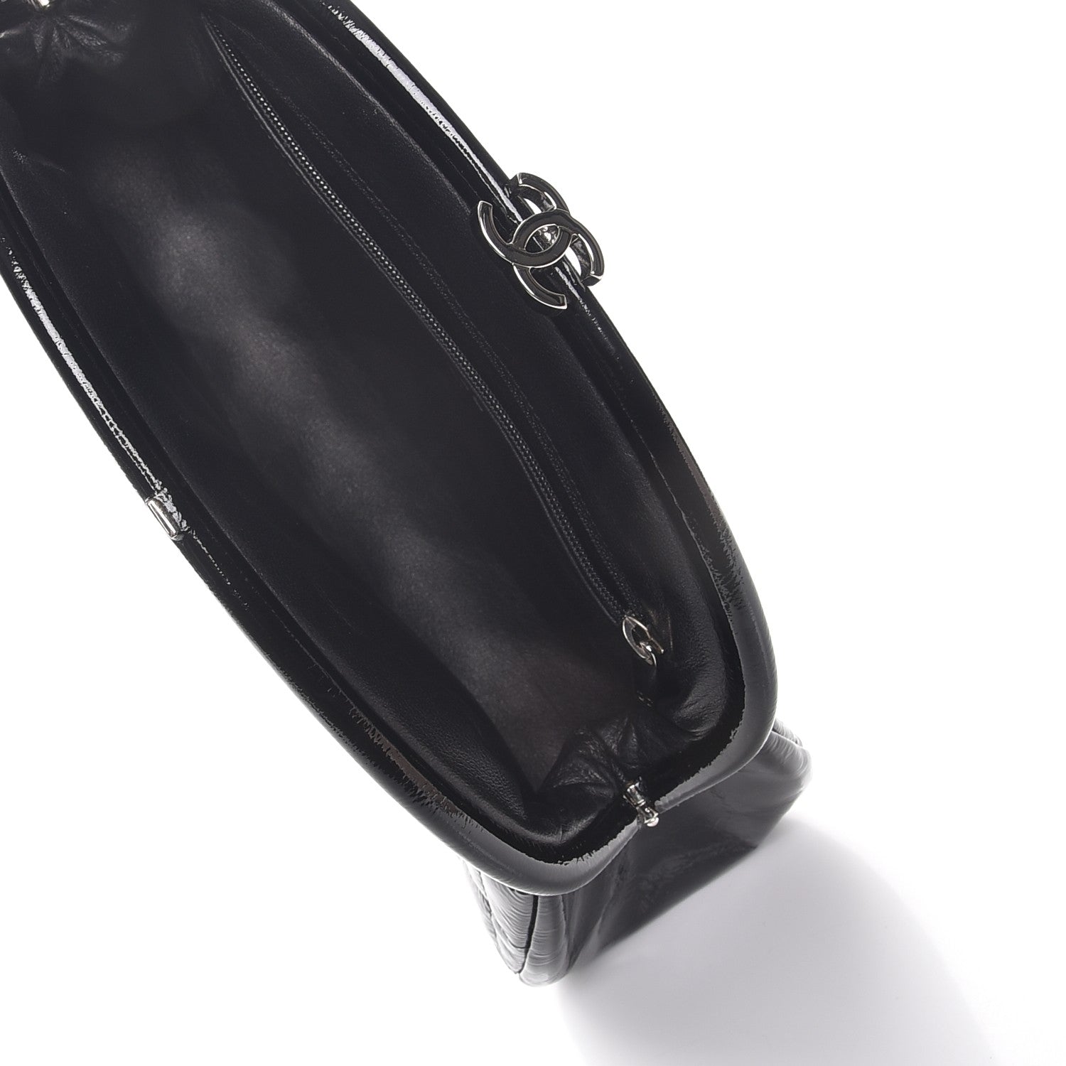 Chanel Distressed Patent Quilted Timeless Clutch Black 5 of 8