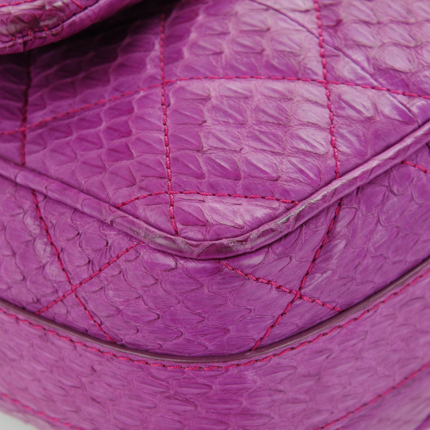 Chanel Elaphe Snakeskin Quilted Medium Easy Carry Flap Purple 11 of 12