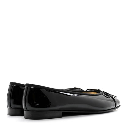 Chanel Patent CC Cap Toe Ballerina Flats 37.5 Black 4 of 9