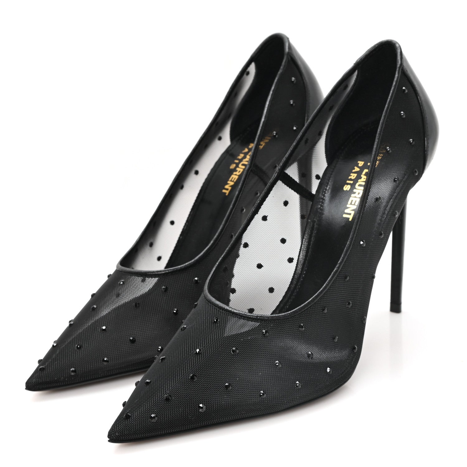 Saint Laurent Rhinestone Mesh 105 Anja Pumps 38 Black 4 of 8