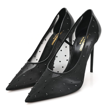 Saint Laurent Rhinestone Mesh 105 Anja Pumps 38 Black 4 of 8