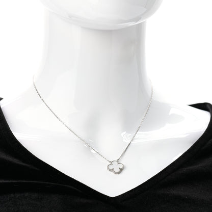 Van Cleef & Arpels 18K White Gold Mother of Pearl Vintage Alhambra Pendant Necklace 2 of 7