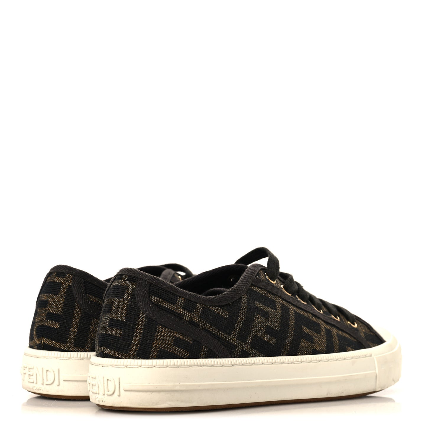 Fabric Jacquard FF Womens Domino Low Top Sneakers 36 Tobacco