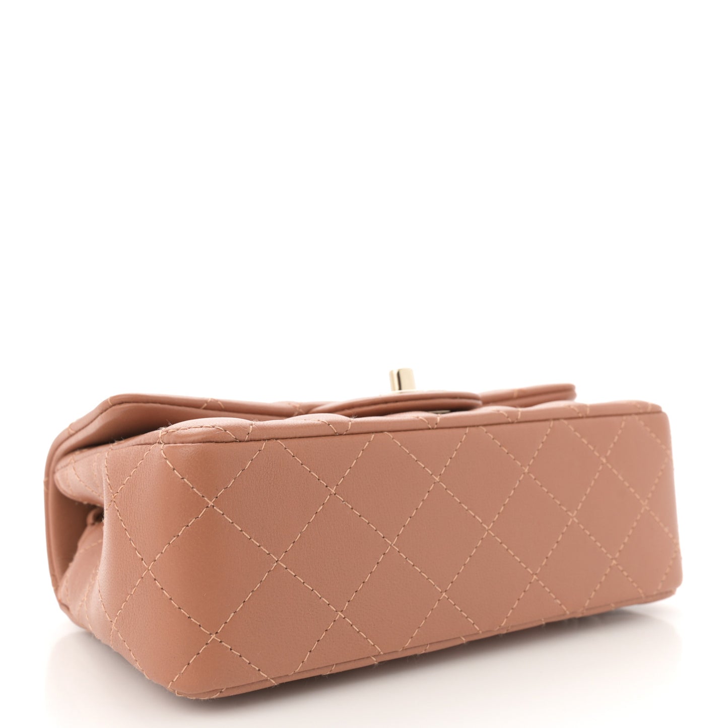 Lambskin Quilted Mini Rectangular Flap Brown