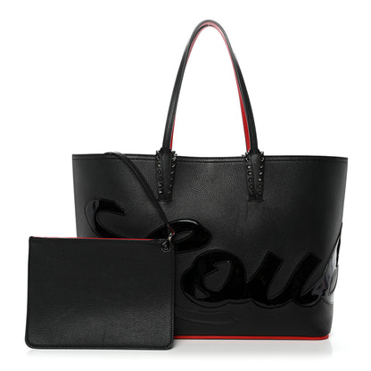 Christian Louboutin Calfskin Patent Logo Spikes East West Cabata Tote Black 3 of 15